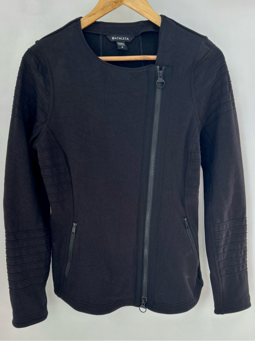 Athleta Moto Jacket Women’s Medium Black Athletic Zip Jacket Stretch